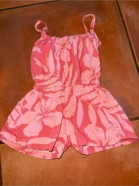 Girls Pink Floral Strappy Romper